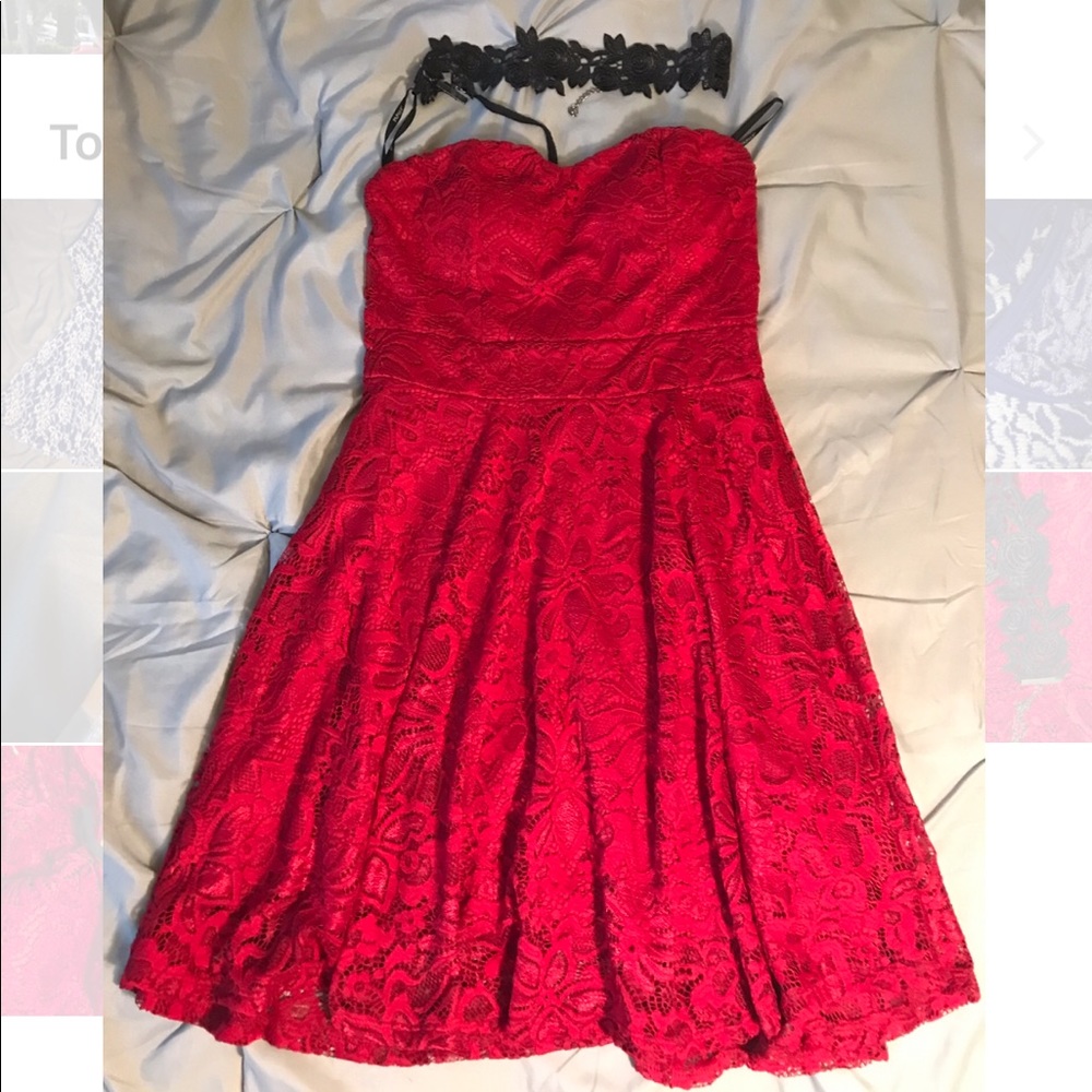PAPAYA SMALL RED MESH DRESS!! WITH CHOCKER
